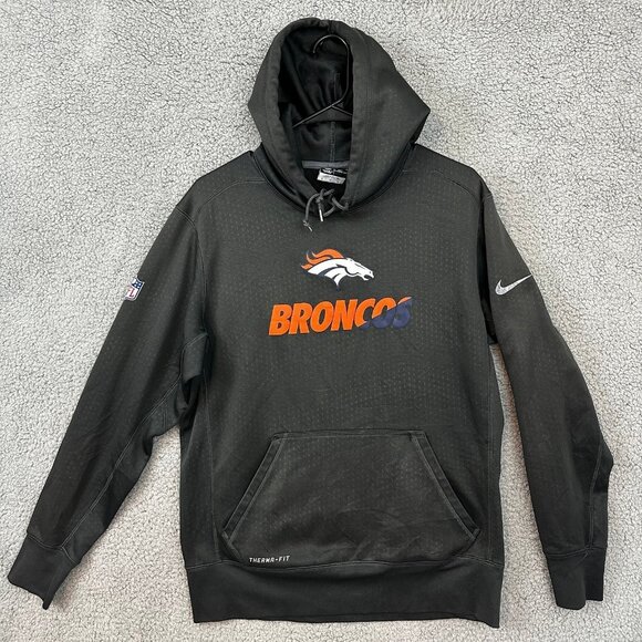 Nike NFL Denver Broncos‎ Therma Fit Men’s size medium grey hoodie sweater - Picture 1 of 12